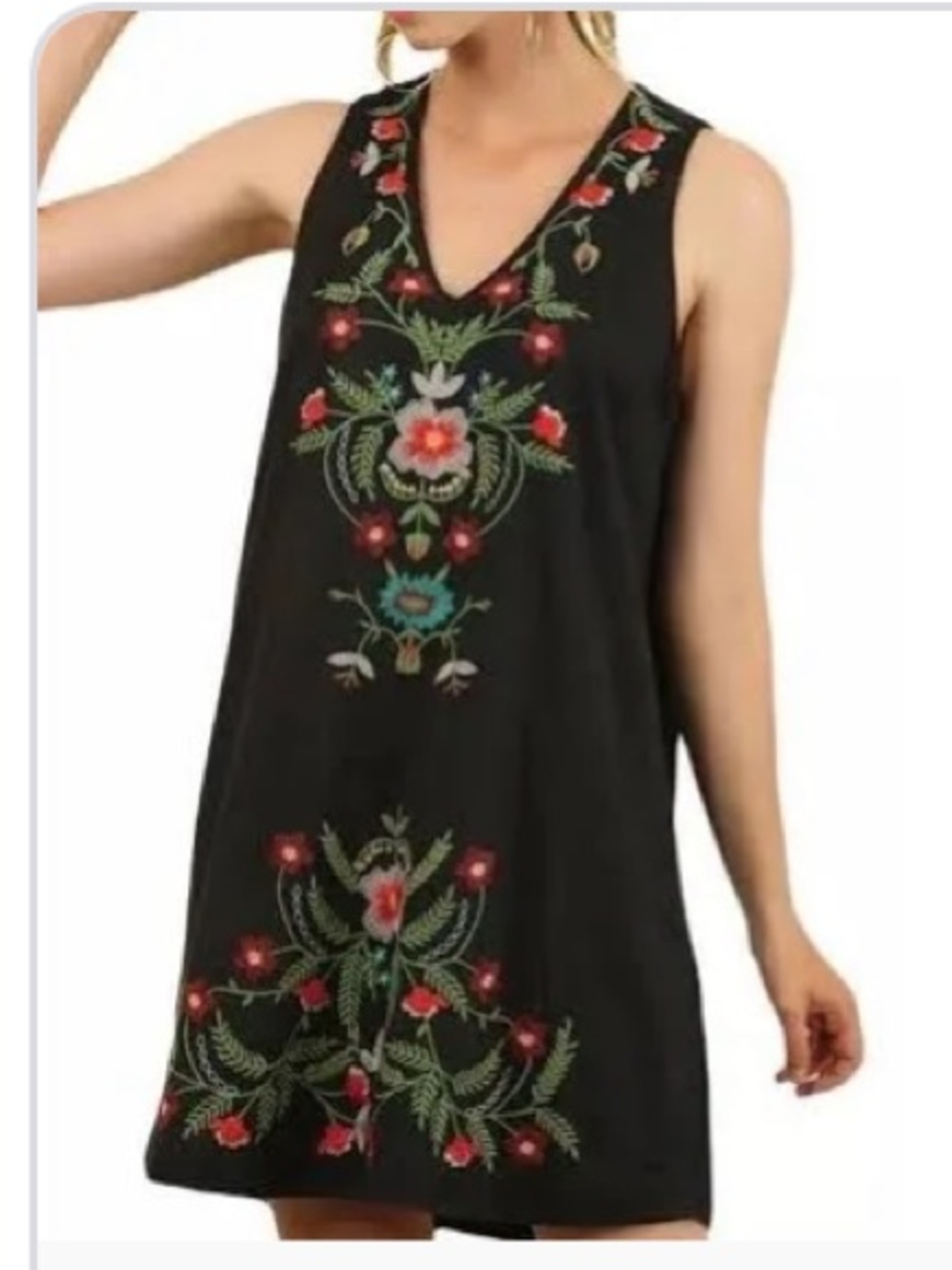 Umgee Sleeveless Embroidered Detail Dress